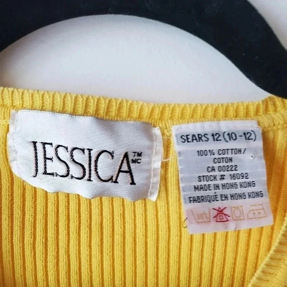 Vintage Y2K Jessica yellow cropped ribbed  cardigan - Picture 3 of 8
